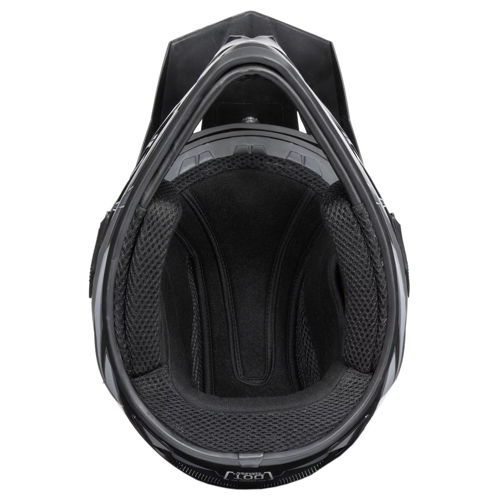FRENZY Adult MX Helmet, DOT Approved, Black-Grey, XL