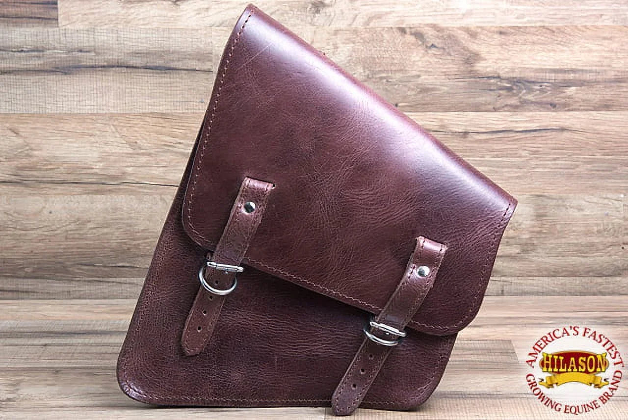 74HS Motorcycle Bike Right Side Saddle Bag Leather Softail Rigid Hilason