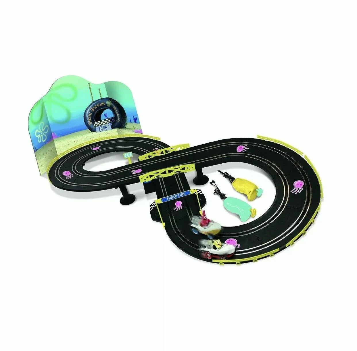 SPONGEBOB SQUAREPANTS SUPER RACE SET Vessel RACE TRACK AND RACERS