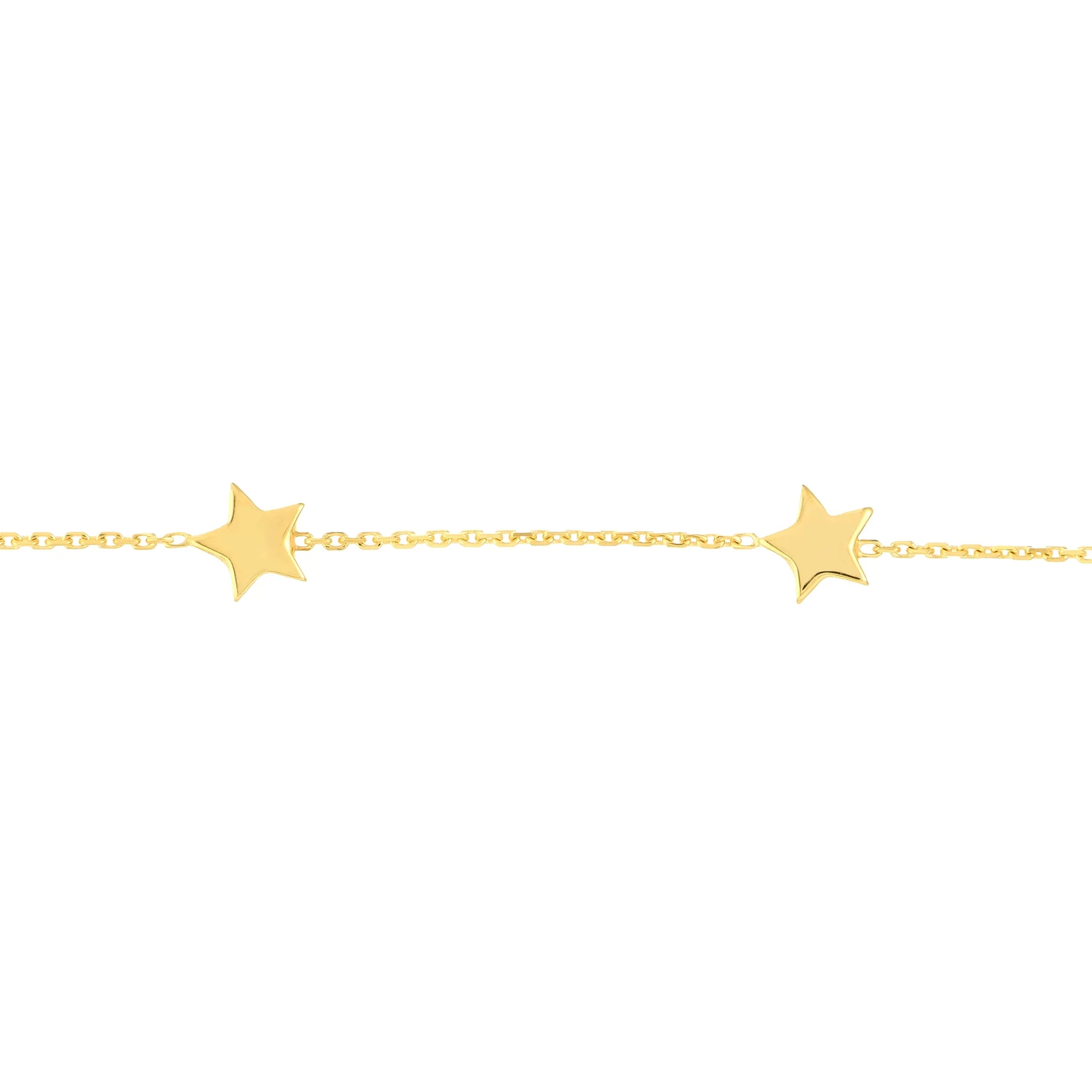 14K Yellow Gold 7.25" Adj. 6 Star Stationed Bracelet - Women