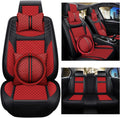 KABUQI Guc ci,same model high-end Luxury Seat Wrap Full Set Leather Fit Automotive Seat Coating & Accessories for 5 Seat Cars SUV Pick-up Trucks, Pillows and Steering Wheel Protection Included(Gray)