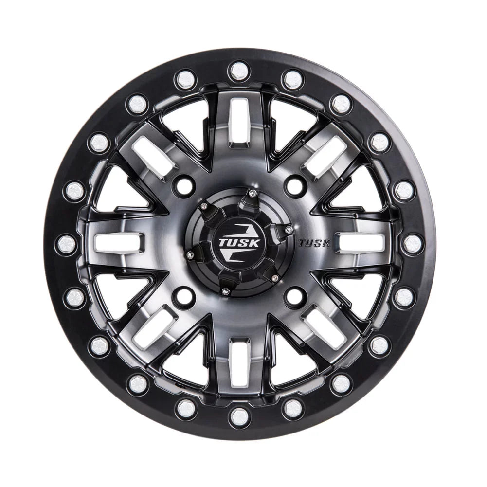 4/156 Tusk Teton Beadlock Wheel 15x7 5.0 + 2.0 Gun Metal/Black For YAMAHA Wolverine RMAX 2 1000 R-Spec 2022