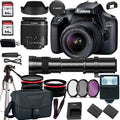 Canon EOS 4000D/Rebel T100 DSLR Camera w/Canon EF-S 18-55mm F/3.5-5.6 Zoom Lens+420-800mm HD Telephoto Zoom lens+case+128Memory Cards (24PC)