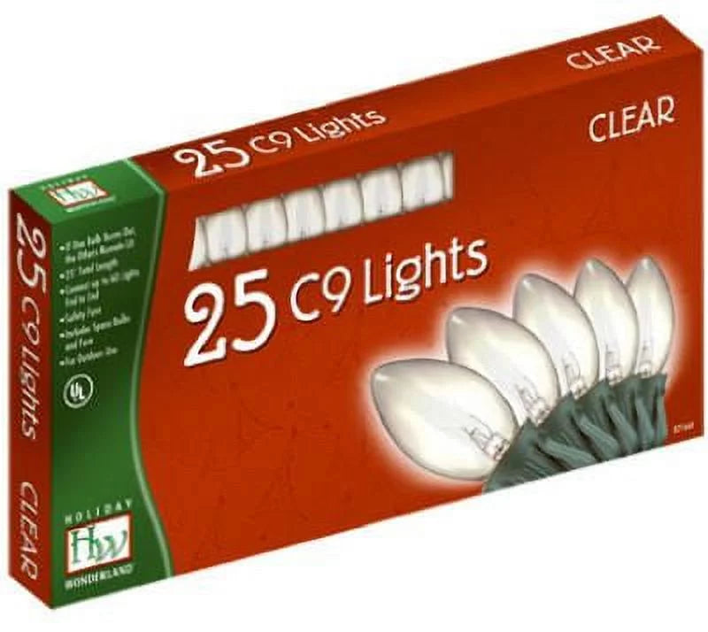 Holiday Wonderland 925C-88 Christmas 25-Light Set, Clear, C9 Bulbs, 25-Ct. - Quantity 1