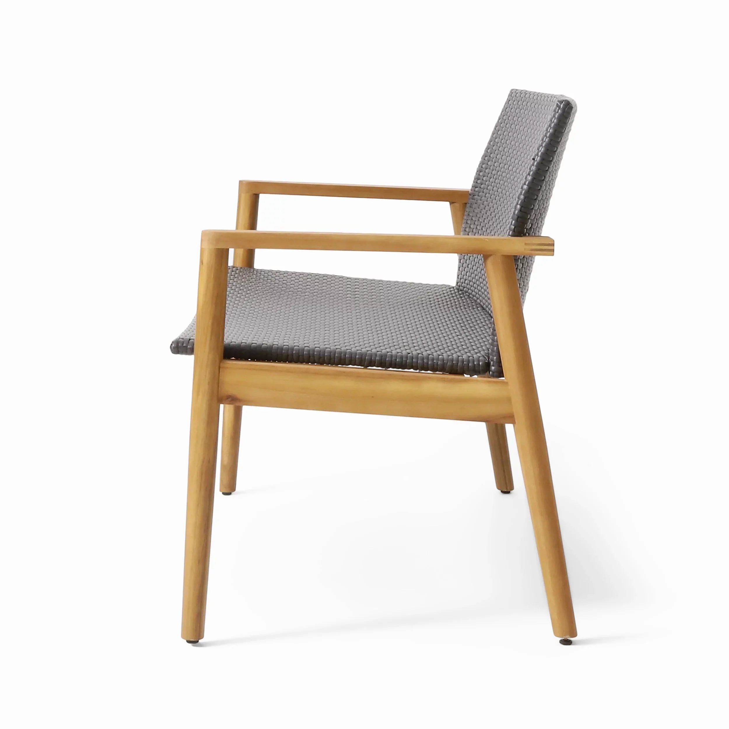 Remuda Wicker and Acacia Wood Outdoor 4 Seater Chat , Gray and Teak