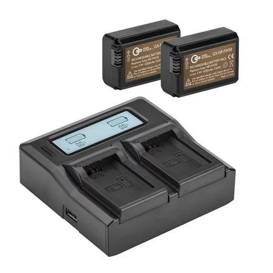 2 Pack NP-FW50 Battery and Dual Smart Charger Kit