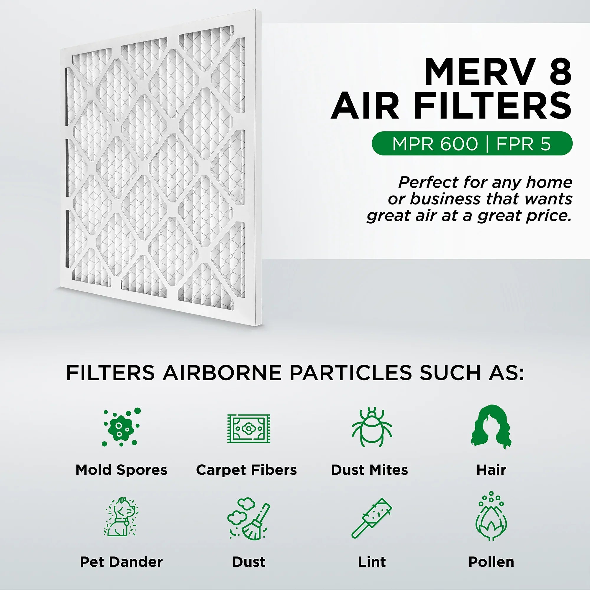 Pamlico Air 12x25x1 MERV 8 Pleated AC Furnace Air Filters. Quantity 6. (Actual Size: 11.75 x 24.75 x 0.75 Inches)