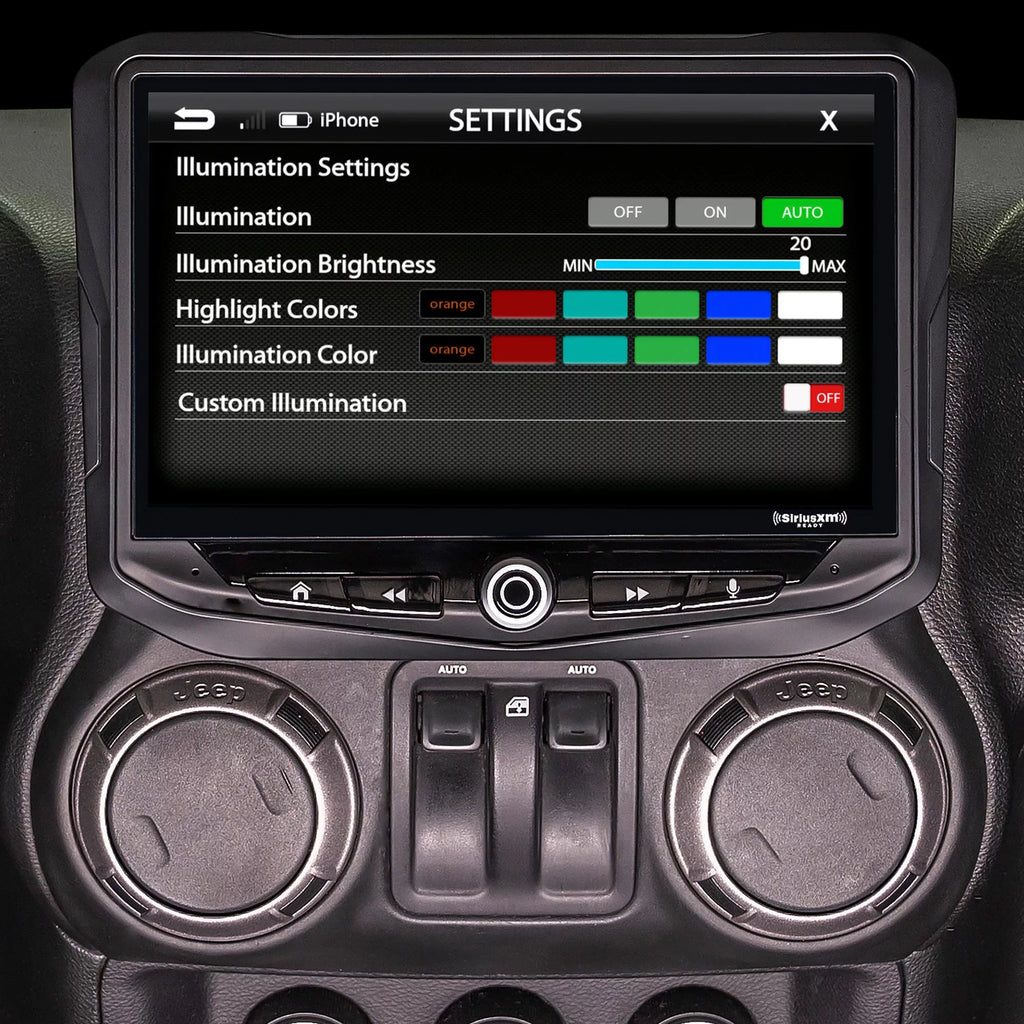 Stinger 2011-18 Wrangler JK Heigh10 10" In-dash Infotainment System with SR-JK11H Wrangler Flush-Mount Dash Kit and PCAM-JP Back Up Camera