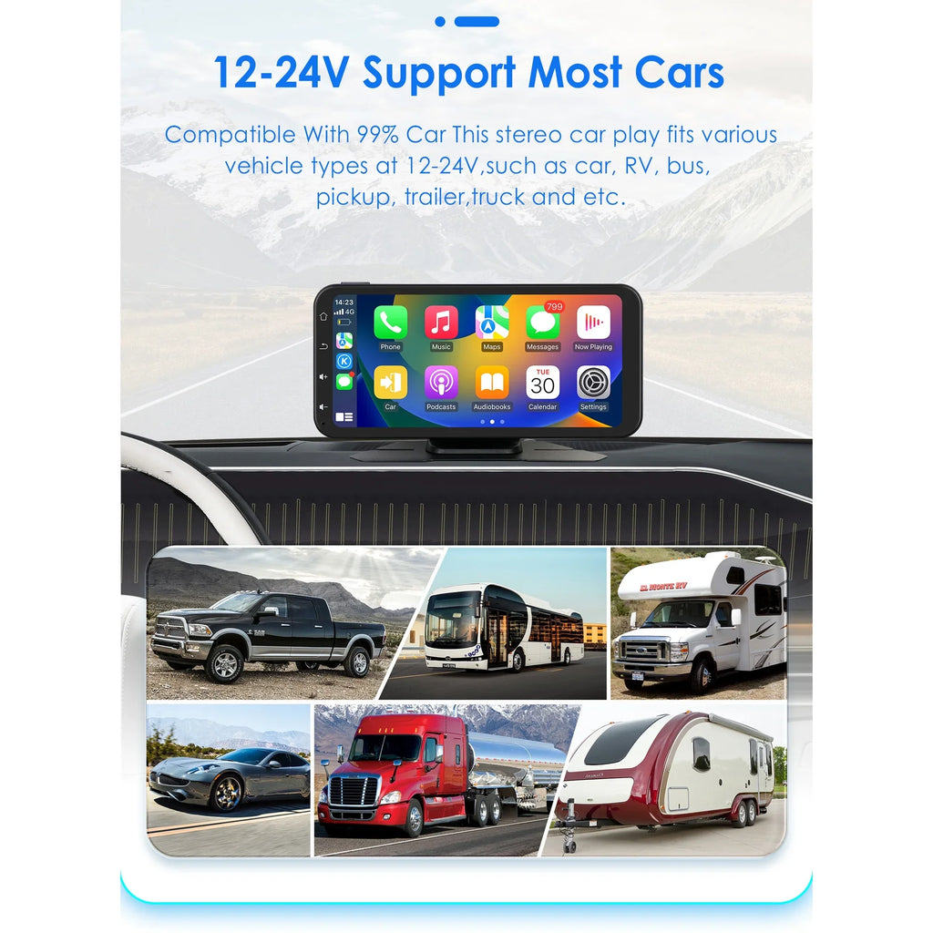 Hizpo GPS Navigation Bluetooth 6.25 Inch Touchscreen 360° Adjustable FM Car Radio Stereo Head Unit Receiver With Apple Carplay Android Auto And Backup Camera
