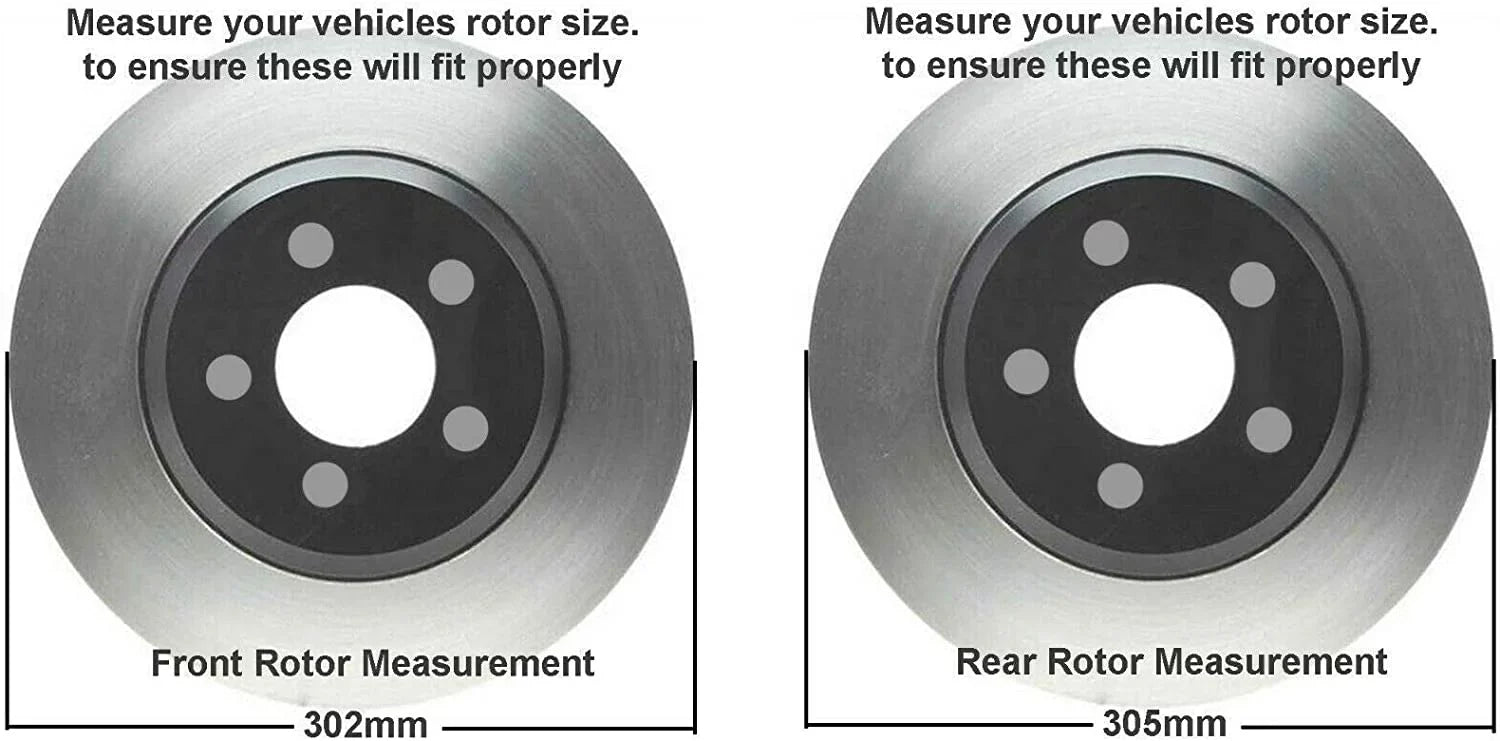 Detroit Axle - Brake Kit for Chrysler Town & Country Dodge Grand Caravan Journey Ram C/V Routan Drilled & Slotted Brake Rotors Ceramic Brakes Pads Replacement [11.98" Front & 12" Rear Rotors]