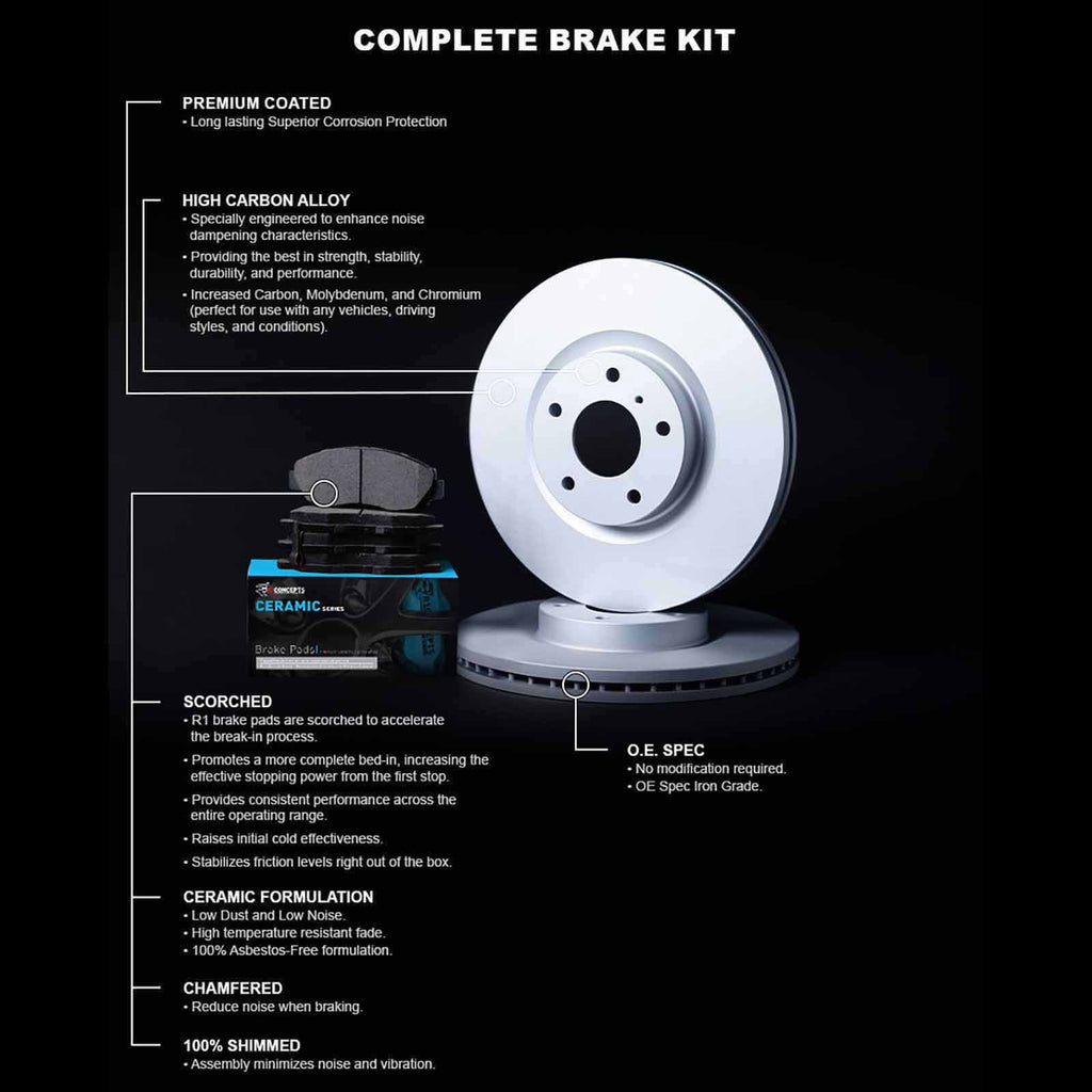 R1 Concepts Wdwh1 76007 R1 Concepts Brake Rotor Carbon Coated With Ceramic Pads Fits select: 1999-2003 LEXUS RX