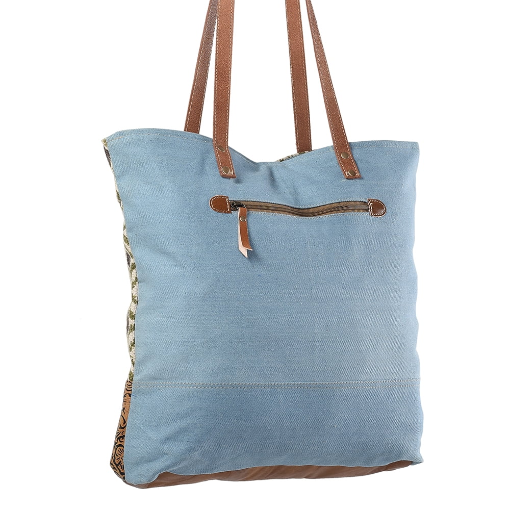 KB OHLAY KB241 TOTE Upcycled Wool Upcycled Canvas Embossed Genuine Leather women bag western handbag purse