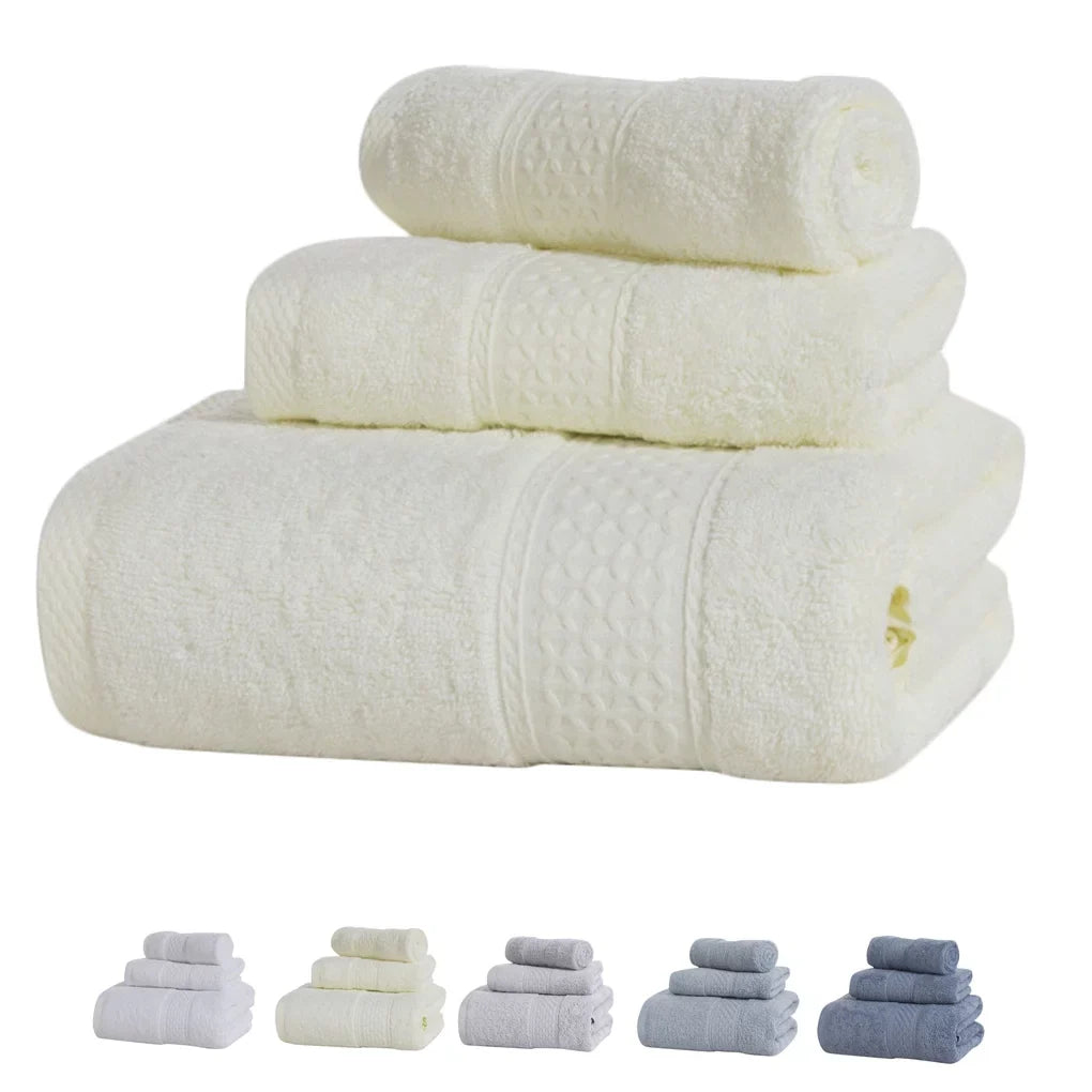 3 Pcs/set Home Hotel Cotton Towel Hands Face Body Water Sweat Absorption Cleaning Drying Towel, Medium Grey