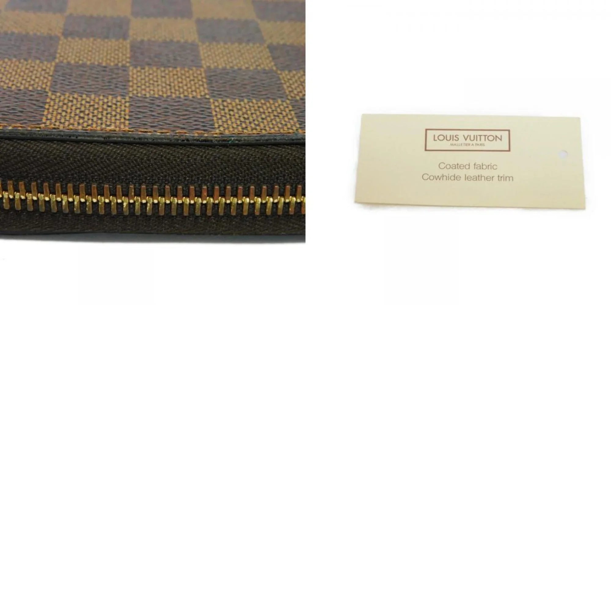 Pre-Owned LOUIS VUITTON Long Wallet Zippy Logo Brown New Round Zipper Checkered Pattern Vuitton Damier Ebene N41661 Men's Women's (Good)