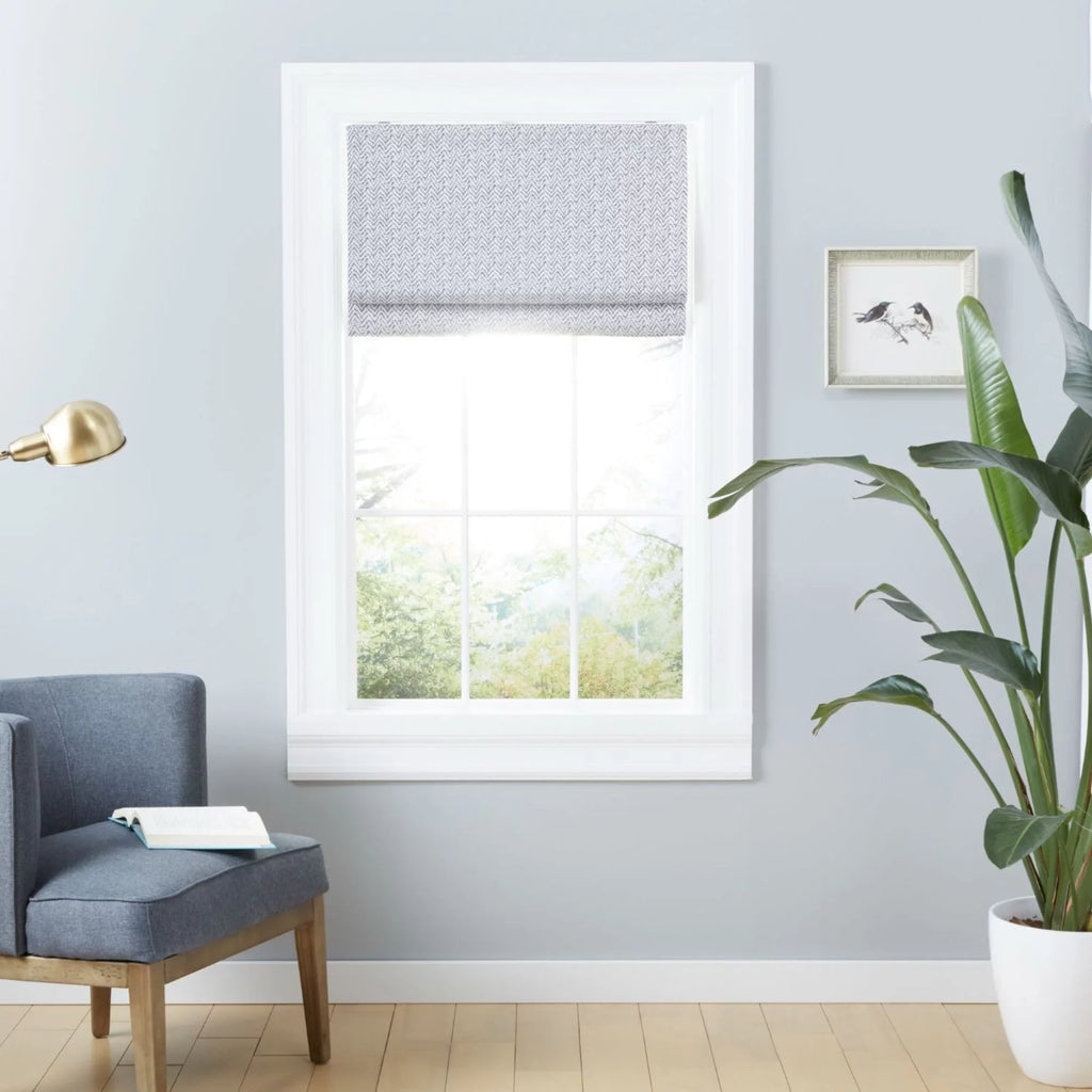 Exclusive Home Esme Total Blackout Roman Shade, 34"x64", Dark Grey