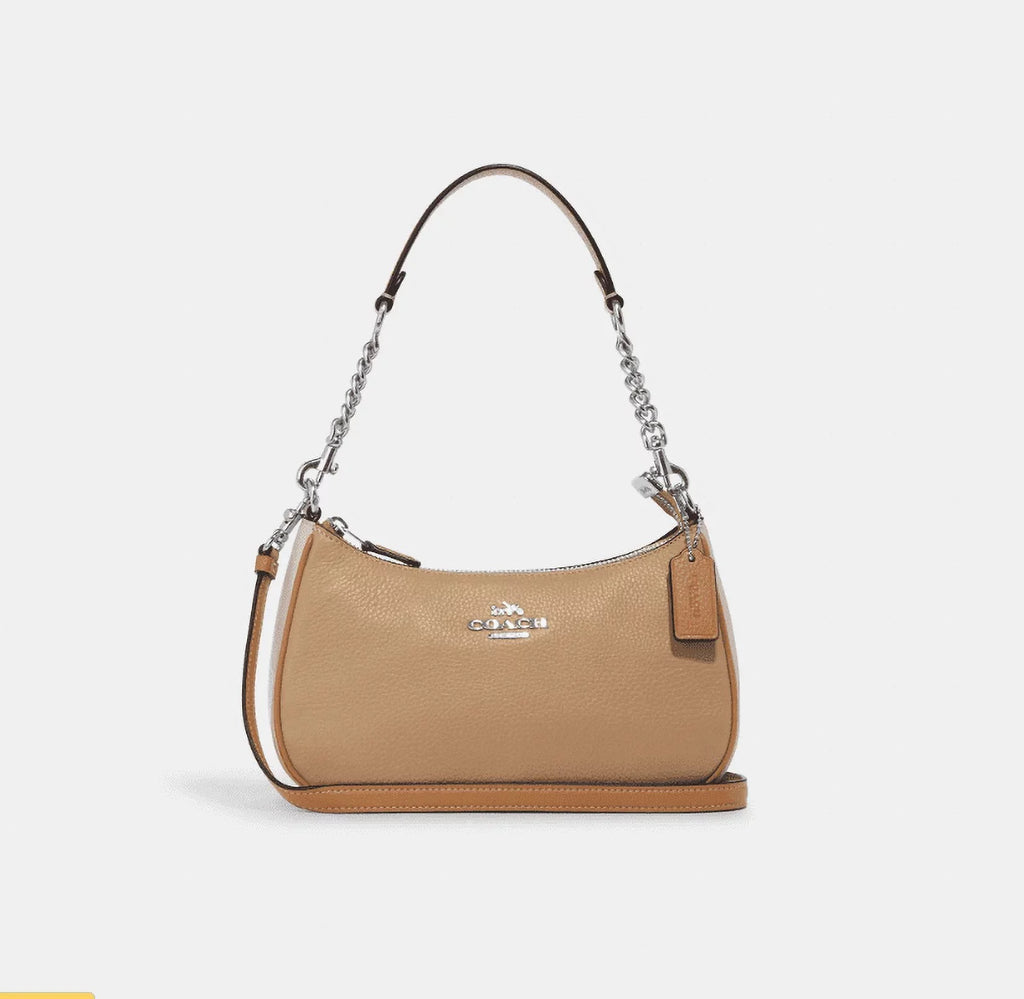 Coach CA173 Teri Shoulder Bag In Colorblock IN Silver Sandy Beige Multi