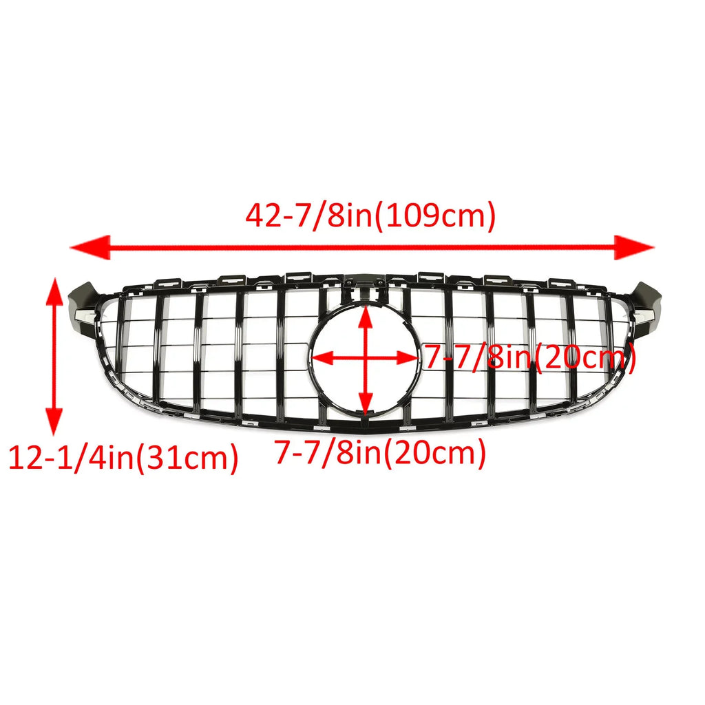 Kojem Front Bumper Grille for 2015 2016 2017 2018 Mercedes Benz W205 C63 AMG S Black Painted for Both with Or without Camera Model Coating