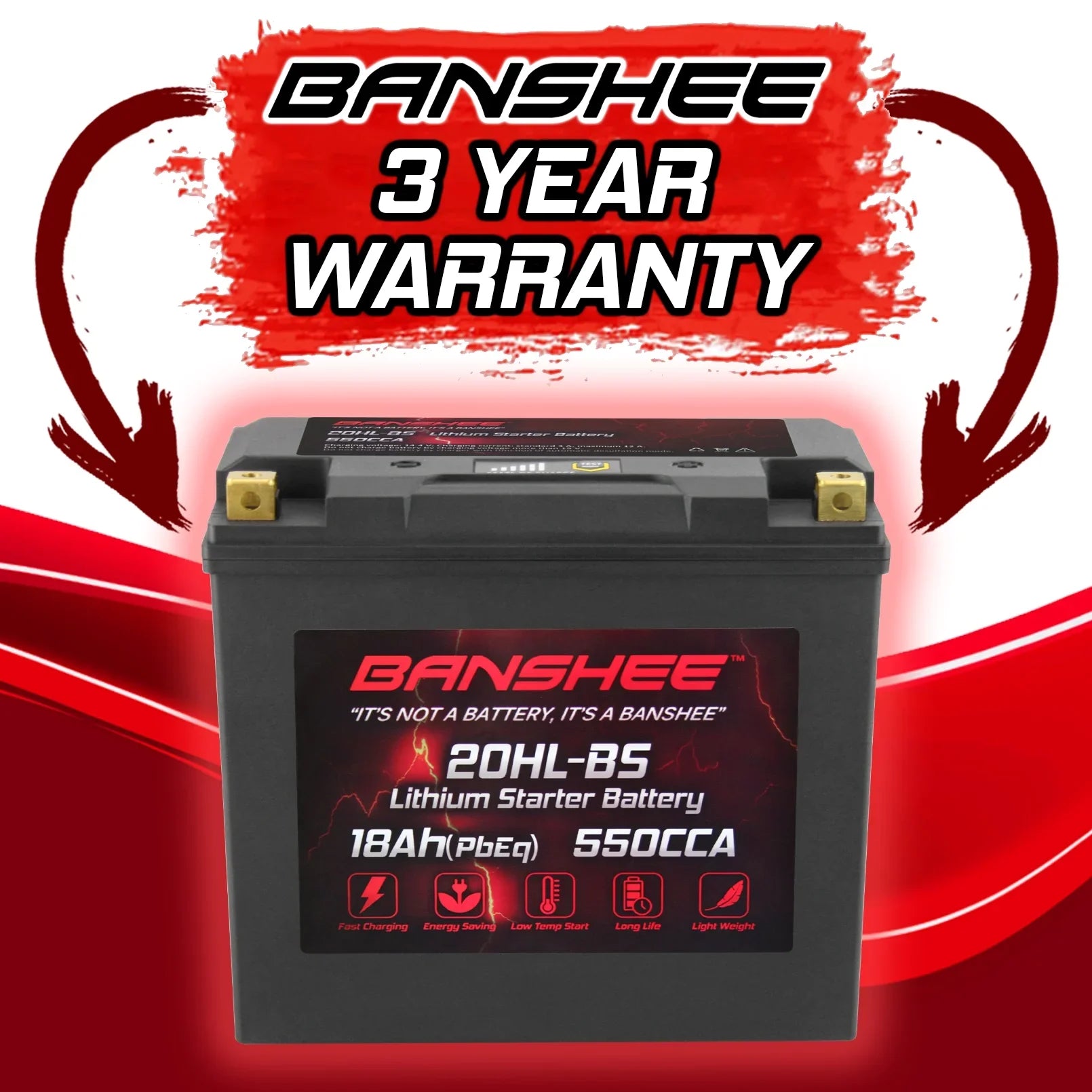 Banshee YTX20L-BS LiFePO4 Motorsports Battery Fitting with Yamaha XL700A WaveVenture XL700 2002 to 2004