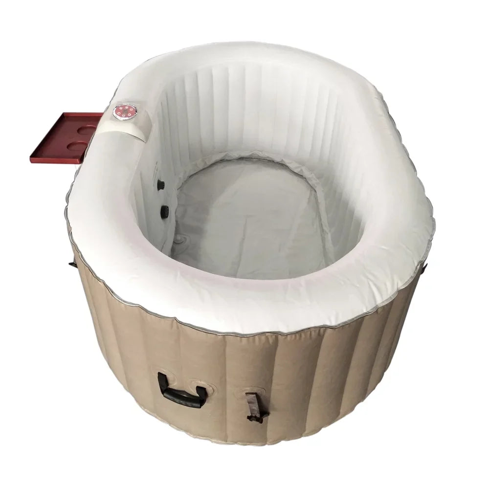 ALEKO 145 Gallon 2 Person Brown Oval Inflatable Jetted Hot Tub with Shield