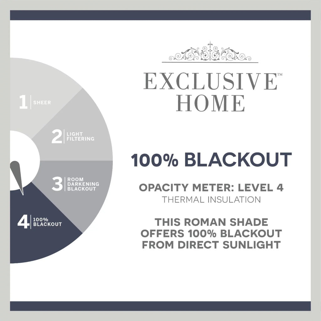 Exclusive Home Esme Total Blackout Roman Shade, 34"x64", Dark Grey