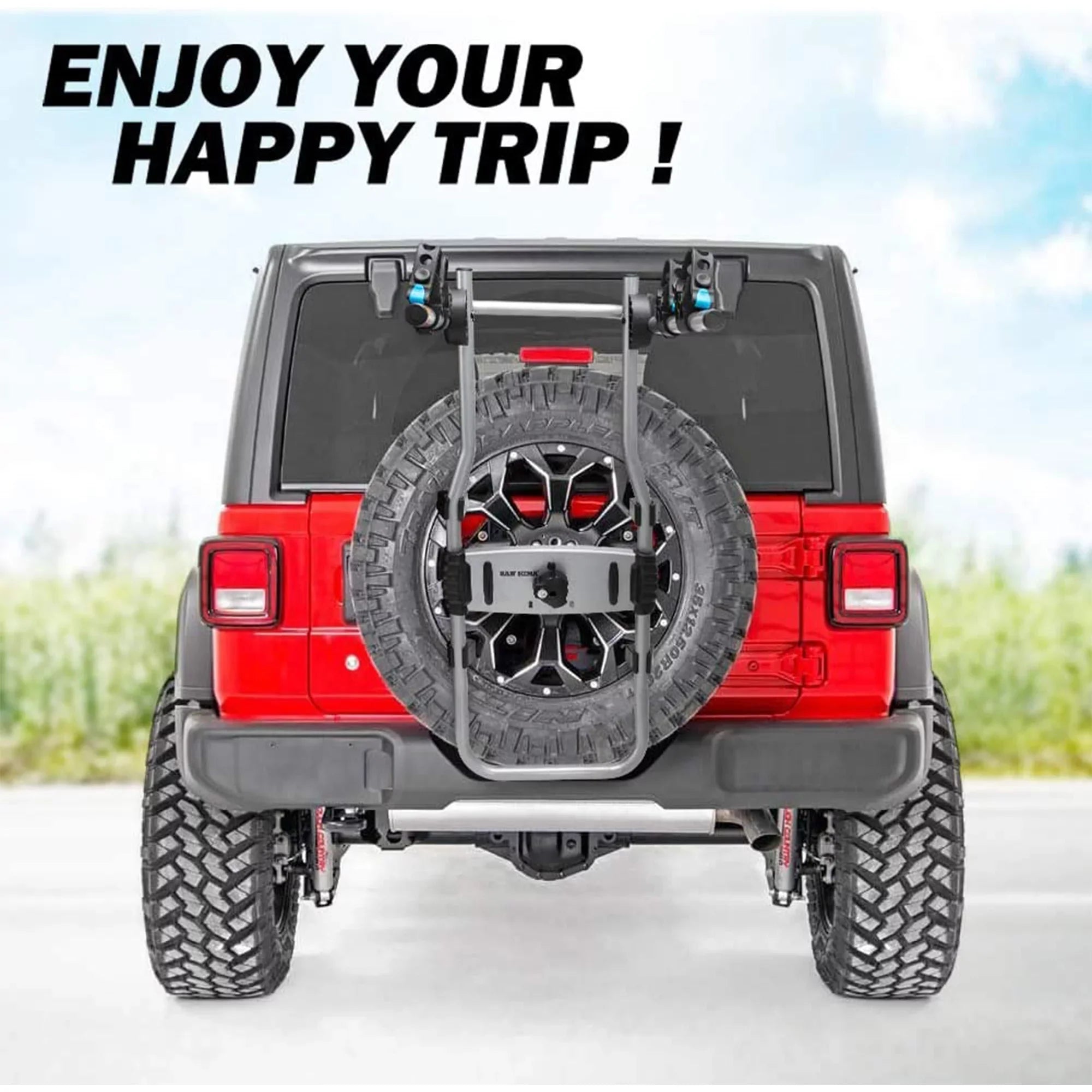 Fieryred 2 Bike Bolt On Spare Tire Rack w/ 75 Pound Capacity, Black