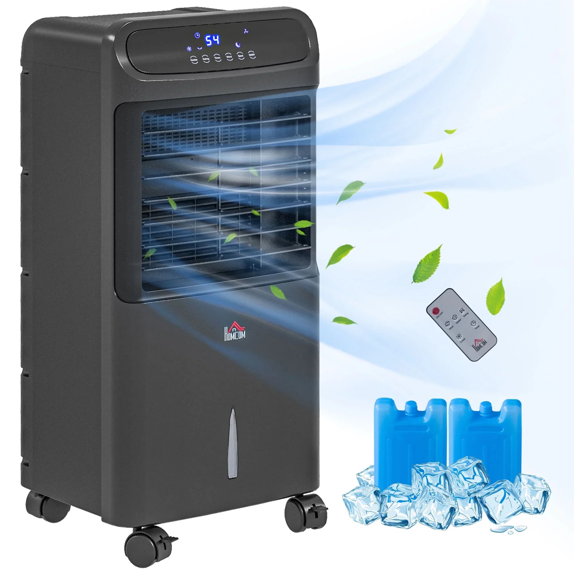 HOMCOM 3-In-1 Mobile Evaporative Air Cooler with Remote Oscillating Black
