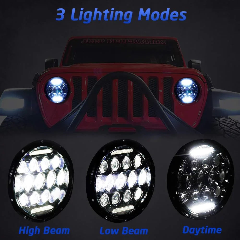 7 Inch LED Halo Headlights for Jeep Wrangler JK TJ LJ CAR TRUCK Hi/Lo Beam with DRL Angel Eyes 2PCS H6014 H6015 H6017 H6024