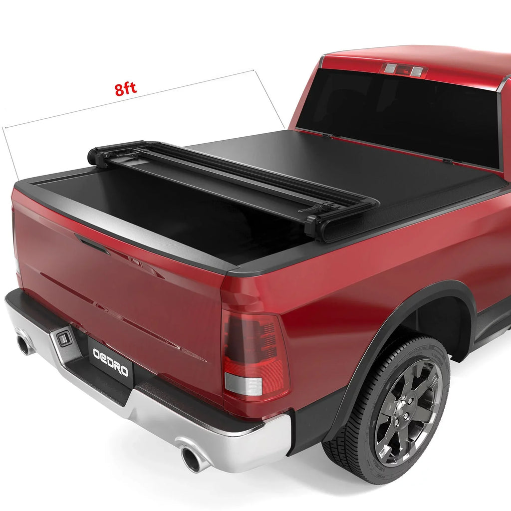 Ledkingdomus 8 Ft Soft Quad Fold Truck Bed Tonneau Coating for 02-23 Dodge Ram 1500 /Ram 2500 3500