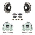 Transit Auto Rear Disc Brake Coated Caliper Drilled Slotted Rotors And Ceramic Pads Kit For 2012 Ram C/V With Single Piston Front From 03 24 12 KCD-100639T