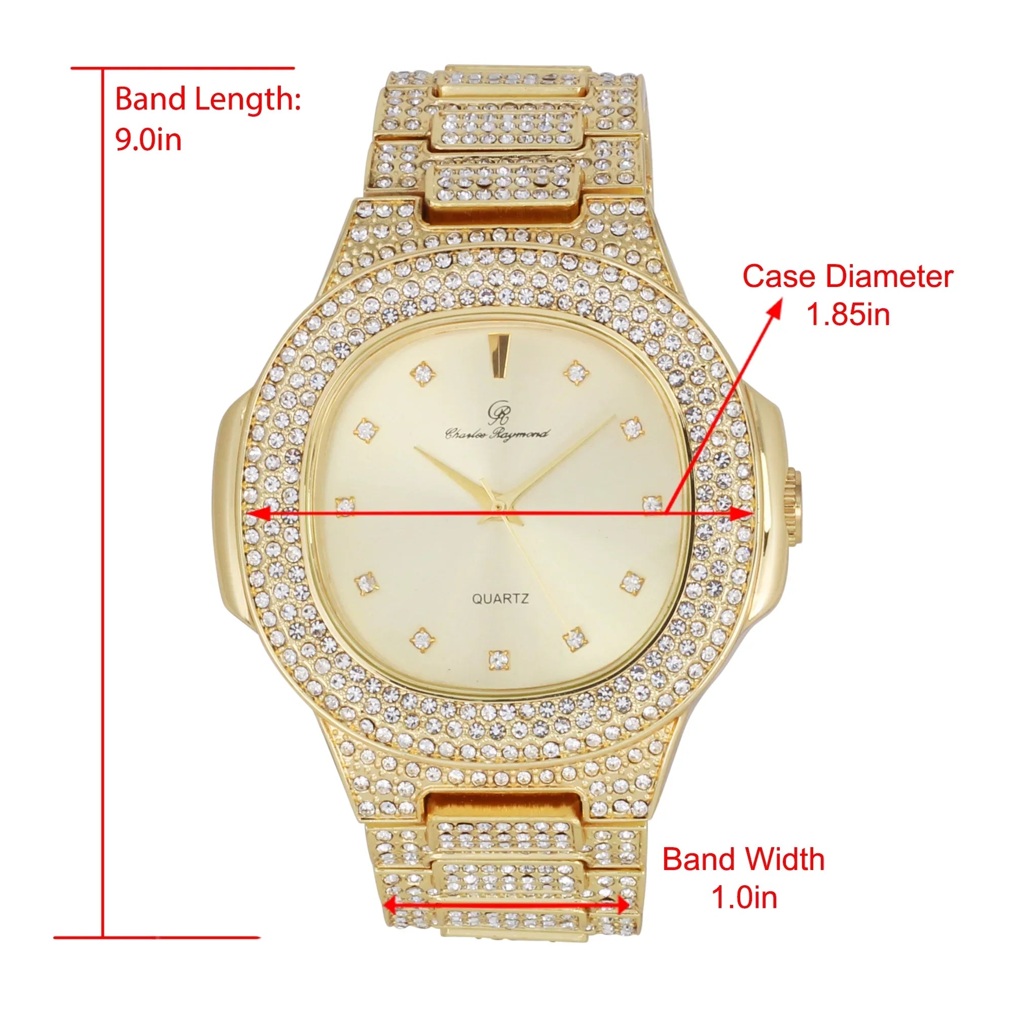 Bigger is Better Oversized or Baguette Diamonds for The Luxurious King-Your Style! Your Choice!-Bling-ed Out Oblong Metal Mens Watch - ST10316CE (ST10235 DX Shiny Gold)