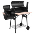 Grill, DFITO Charcoal BBQ Grill Outdoor Charcoal Grill with Smoker, 24.4" L x 29.6" H BBQ Grill with Side Burner/Thermometer, Small Grills Outdoor Cooking for Camp Backyard, Black