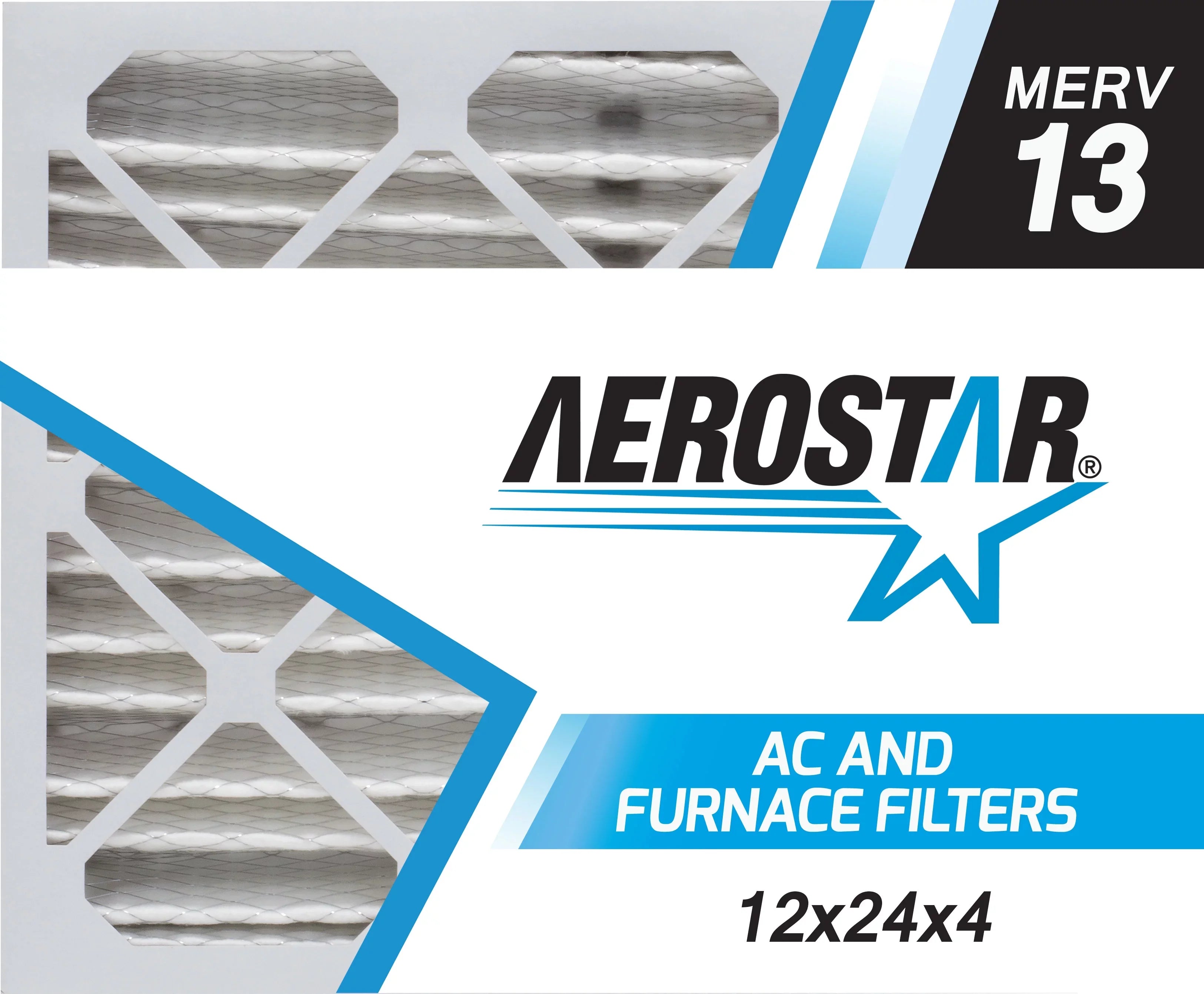 Aerostar 12x24x4 MERV 13, Air Filter, 12 x 24 x 4, Box of 4