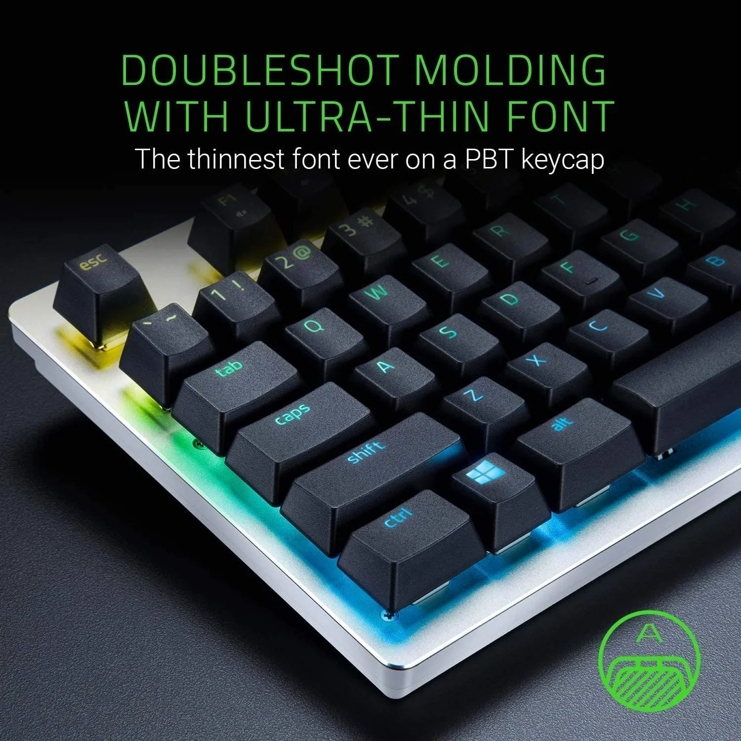 Razer Doubleshot PBT Keycap Upgrade Set for Mechanical & Optical Keyboards: Fitting with Standard 104/105 US and UK layouts - Classic Black