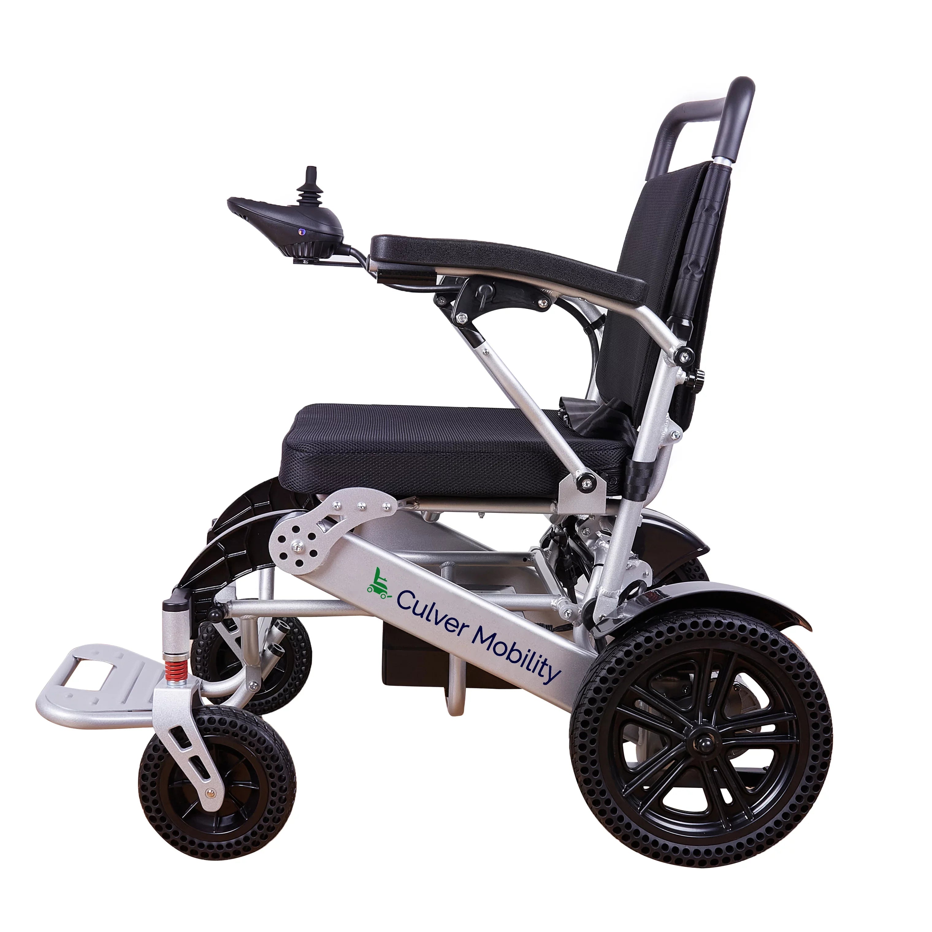 Alton Mobility - Exclusive Lightweight and Foldable Electric Power Wheelchairs 360lbs - 500W - 20 miles - SILVER