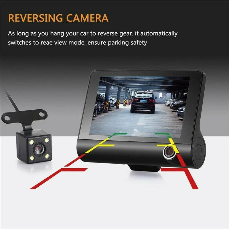 NIFFPD 4" 1080P FHD Dual Lens Car DVR 170° Front and Rear Camera Dashboard, Camera Recorder with G-Sensor