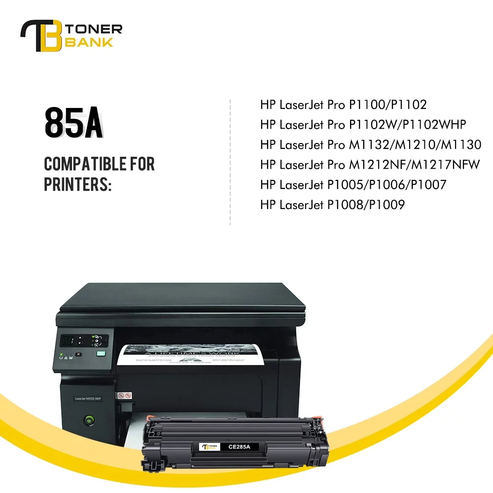 Toner Bank Matching 85A Toner Cartridge for HP CE285A 85A LaserJet Pro P1102W Pro M1212NF Pro M1132 M1210 M1130 M1212NF M1217NFW Printer Replacement Toner Ink (Black, 1-Pack)