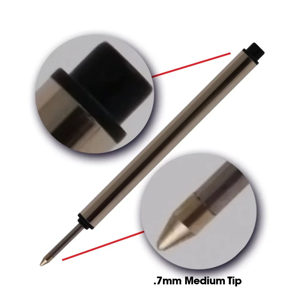 Jaymo Replacement for Montblanc 113778 - Measures 3.84 in / 97 mm Long - Capless Rollerball Pen Refill - 12 Blue