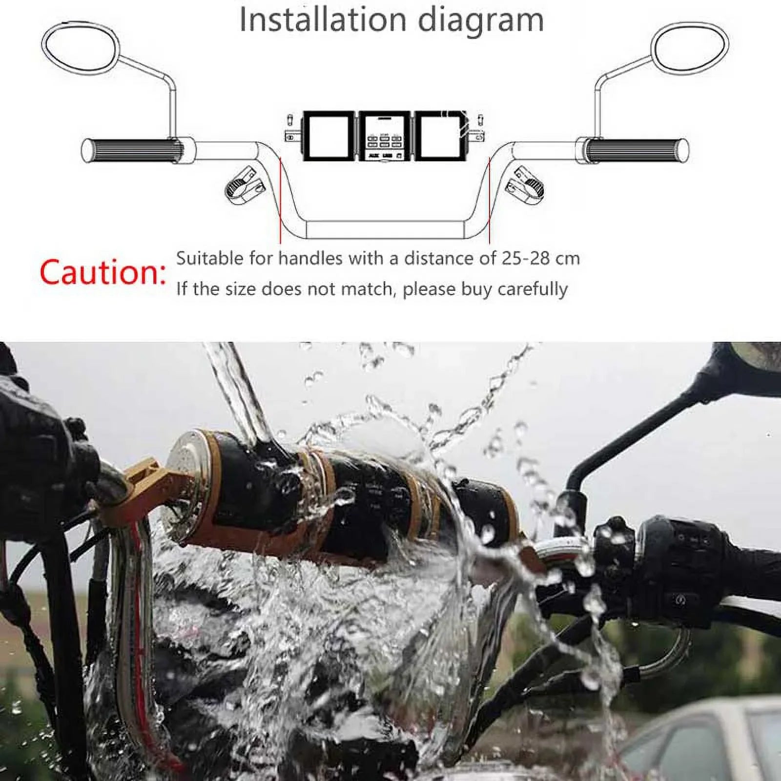 Motorcycle Bluetooth V2.1+ EDR Audio Speaker Waterproof Durable Motorbike Stereo FM Radio USB TF Card MP3 Player