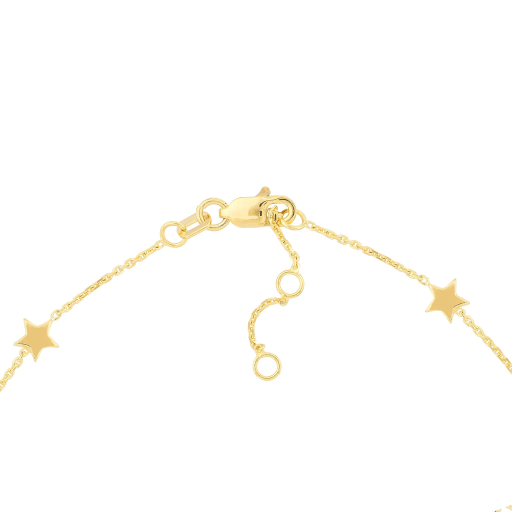 14K Yellow Gold 7.25" Adj. 6 Star Stationed Bracelet - Women