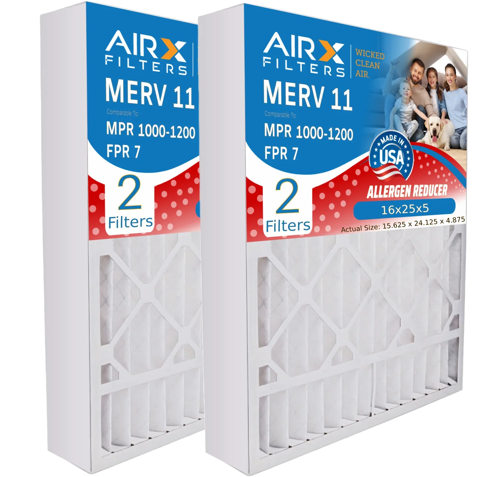 16x25x5 Air Filter MERV 11 Comparable to MPR 1000, MPR 1200 & FPR 7 Suitable with Ultravation 91-005 Filter MERV 11 Comparable to MPR 1000, MPR 1200 & FPR 7 by AIRX FILTERS WICKED CLEAN AIR.