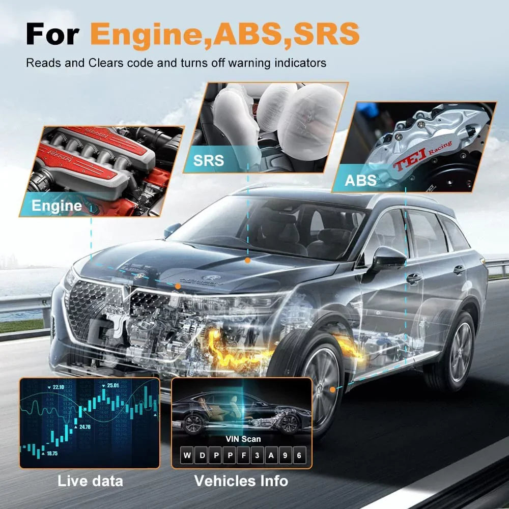 Foxwell NT650 Elite Car OBD2 Scanner ABS SRS Engine Code Reader ABS Bleeding EPB TPS Battery Oil Light Reset SAS Calibration 26 Maintenance Reset Services Automotive Diagnostic Tool