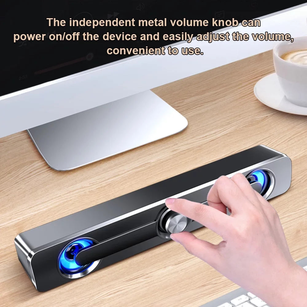 SADA V-111 Computer Speaker USB Wired Powerful Bar Stereo Subwoofer Bass Speaker Surround Sound Box for PC Laptop Phone Tablet MP3 MP4