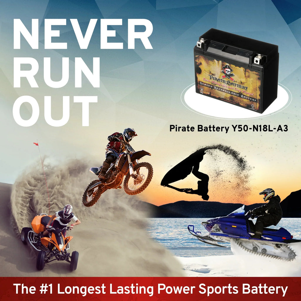 Pirate Battery Y50-N18L-A3 (50-N18L-A3 12 Volt,20 Ah, 260 CCA) Power Sports Battery replaces Gtx18l-bs M6250h 44006