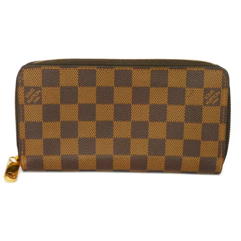 Pre-Owned LOUIS VUITTON Long Wallet Zippy Logo Brown New Round Zipper Checkered Pattern Vuitton Damier Ebene N41661 Men's Women's (Good)