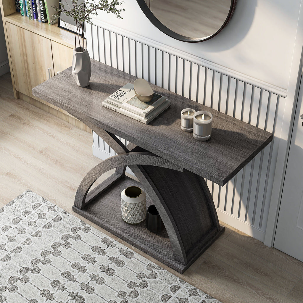 Denhour DH BASIC Transitional Distressed Grey 47-inch 1-Shelf Sofa Table by