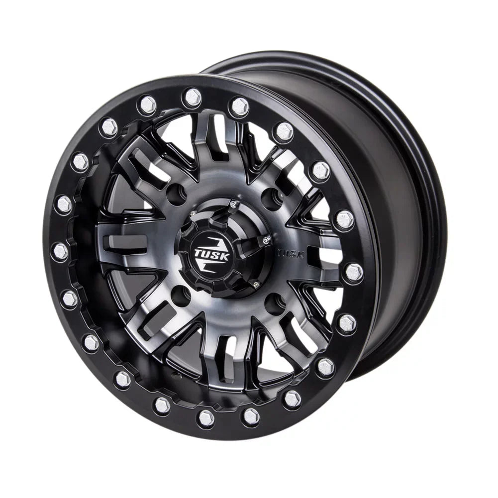 4/156 Tusk Teton Beadlock Wheel 15x7 5.0 + 2.0 Gun Metal/Black For YAMAHA Wolverine RMAX 2 1000 R-Spec 2022