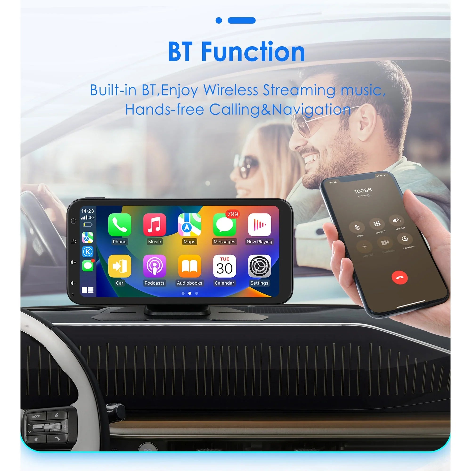 Hizpo GPS Navigation Bluetooth 6.25 Inch Touchscreen 360° Adjustable FM Car Radio Stereo Head Unit Receiver With Apple Carplay Android Auto And Backup Camera