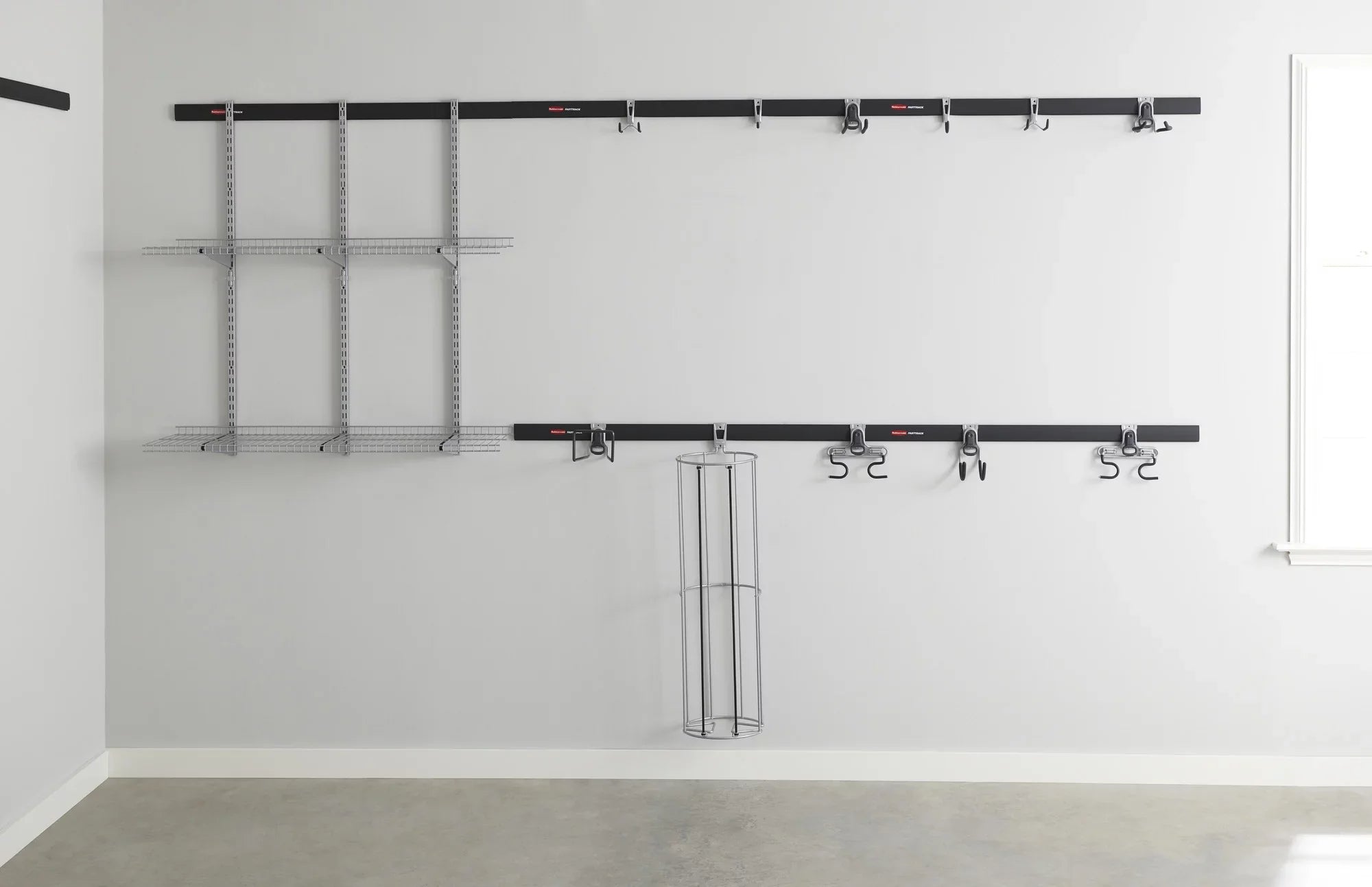 Rubbermaid Fast Track Garage 9-Piece Steel Wire Shelf Starter Kit, Track Storage System