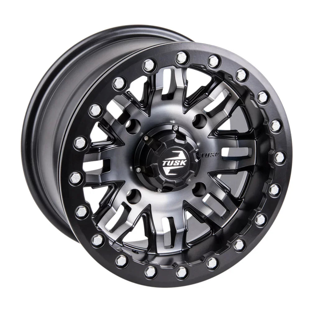 4/156 Tusk Teton Beadlock Wheel 15x7 5.0 + 2.0 Gun Metal/Black For YAMAHA Wolverine RMAX 2 1000 R-Spec 2022