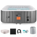 73''Inflatable Hot Tub, Outdoor Hot Tub for 6 Person Indoor Home Spa with Hidden Machine, 130 Massage Jets, Lockable Shield Storage Bag, Mat, Max 104℉, 910L Capacity